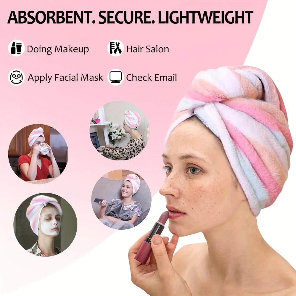 Hair Turban Towel - فائقة الامتصاص سريعة الجافة منشفة الشعر