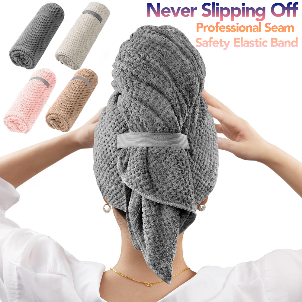 Hair Turban Towel - منشفة شعر من الألياف الدقيقة، كبيرة