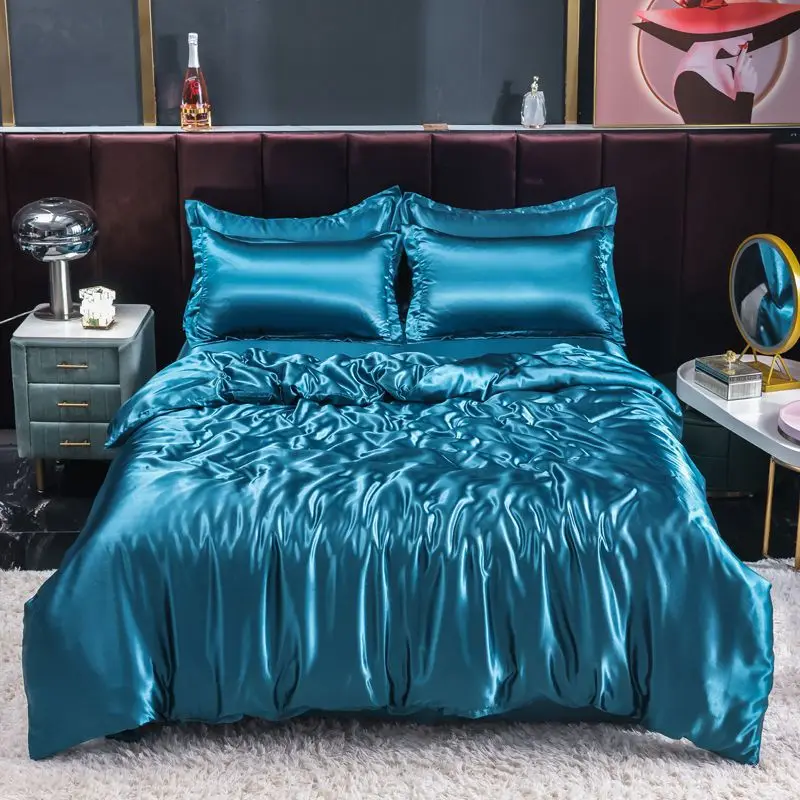 Satin Pillowcase Silk - الشمال الحرير طقم سرير مع غطاء