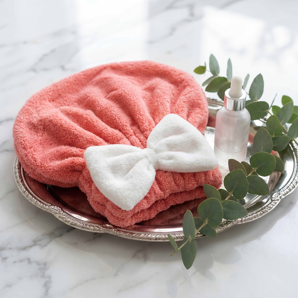 Hair Turban Towel - قبعة تجفيف الشعر من الألياف الدقيقة،