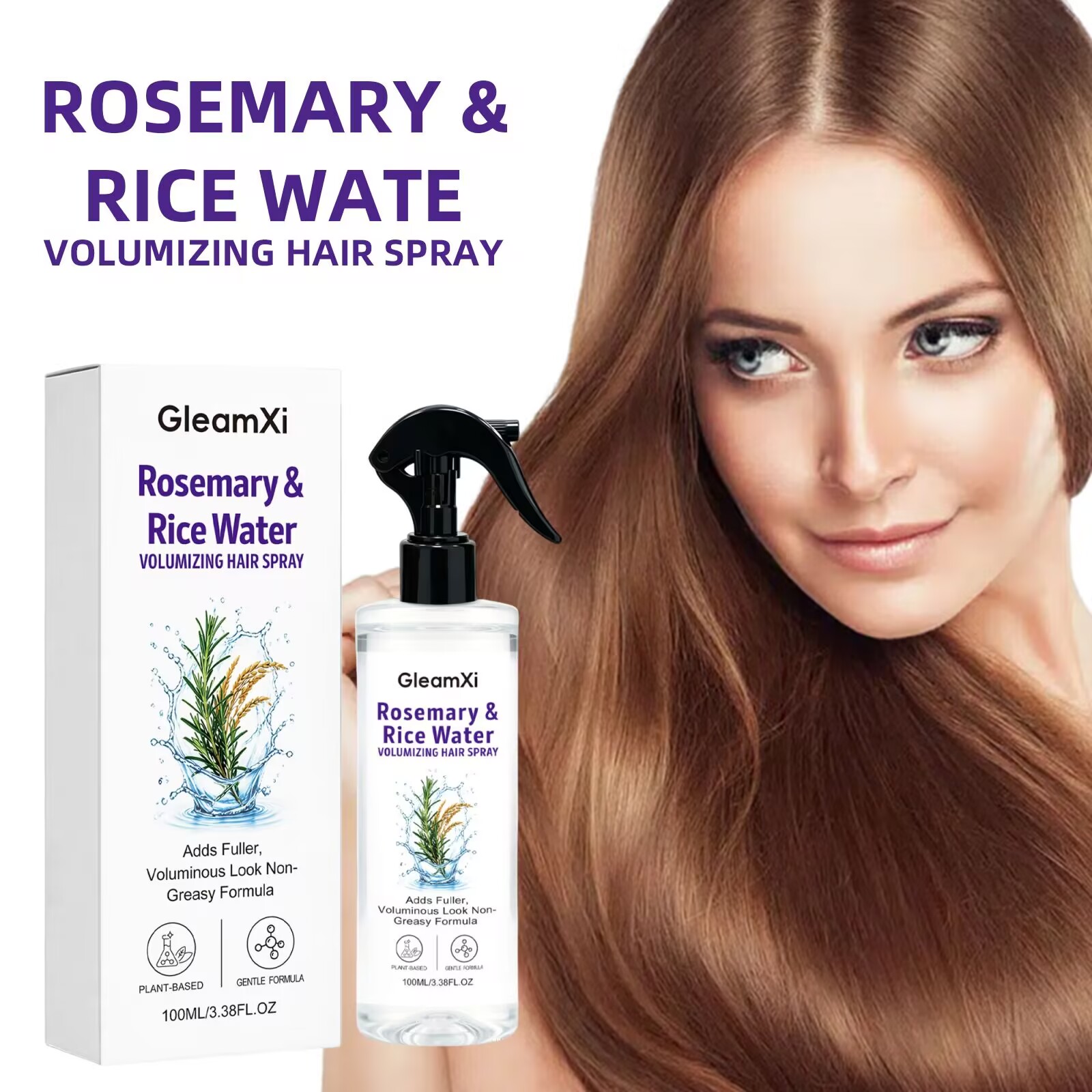 Hair Care With Rice Water - بخاخ الشعر بماء الأرز وإكليل الجبل