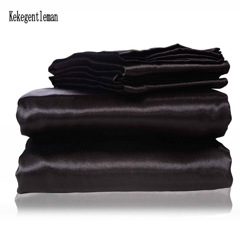 Satin Pillowcase Silk - الساتان الأسود طقم سرير مع حاف