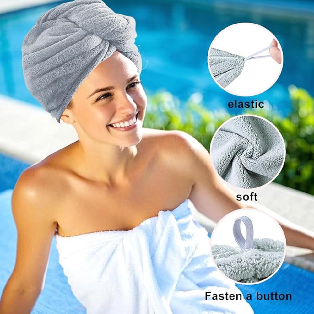 منشفة شعر سريعة الجفاف مضادة ل - مراجعة Hair Turban Towel وسعره