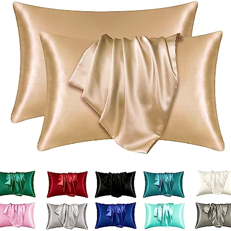 قطعتان من أغطية الوسائد المصنو - مراجعة Satin Pillowcase Silk وسعره