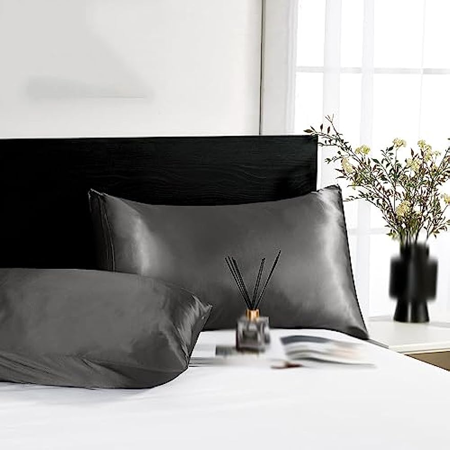 قطعتان من أغطية الوسائد المصنو - مراجعة Satin Pillowcase Silk وسعره