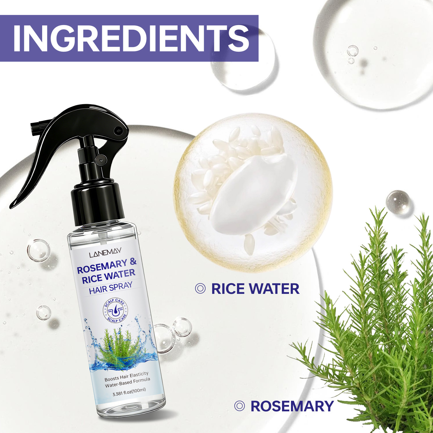 بخاخ الشعر بخلاصة إكليل الجبل  - مراجعة Hair Care With Rice Water وسعره
