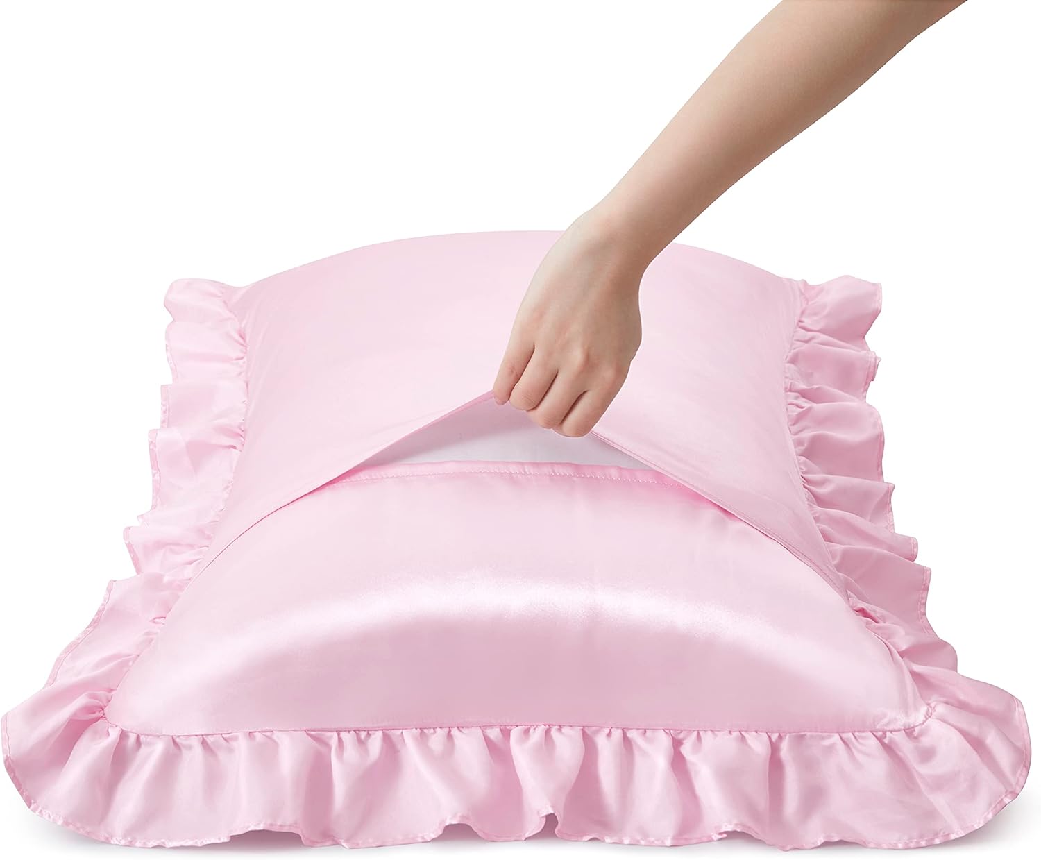 قطعتان من أغطية الوسائد المصنو - مراجعة Satin Pillowcase Silk وسعره