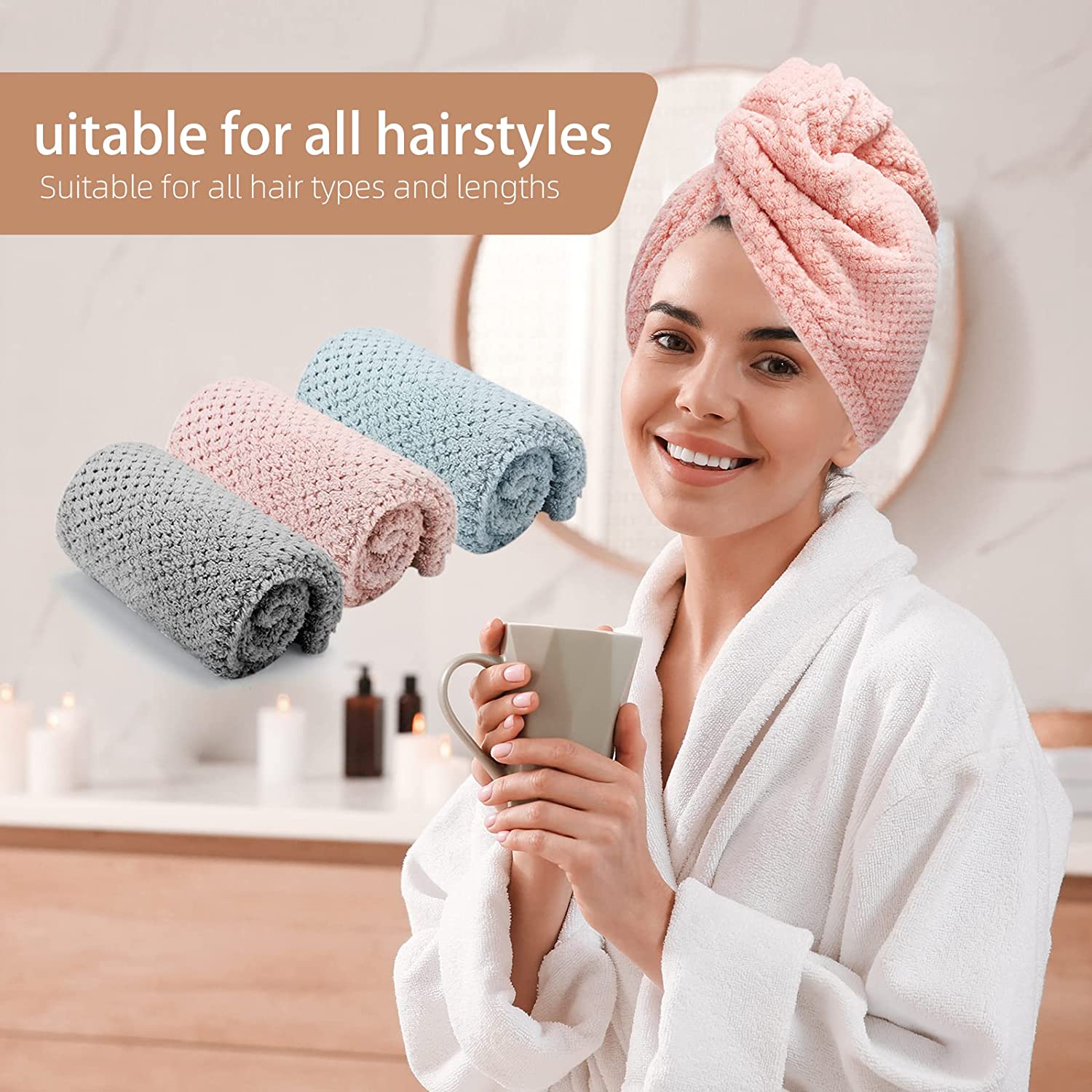 منشفة شعر جاف للنساء (غطاء شعر - مراجعة Hair Turban Towel وسعره